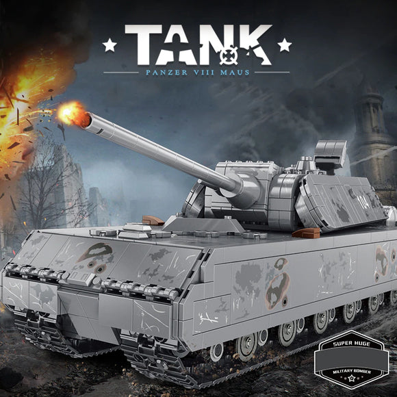 100% compatibile TECHNIC MOC ☆ CARRO ARMATO PANZER VIII MAUS MAIN BATTLE TANK 2327pz COMPRESE 5 FIGURE☆ STATICO